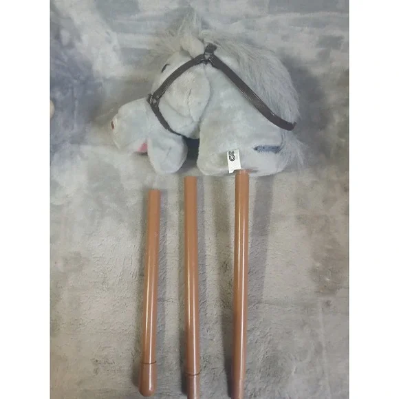 Vintage 1991 Great American Fun Corp Grey Plush Stick Hobby Horse Toy w/ Sounds - Picture 6 of 9